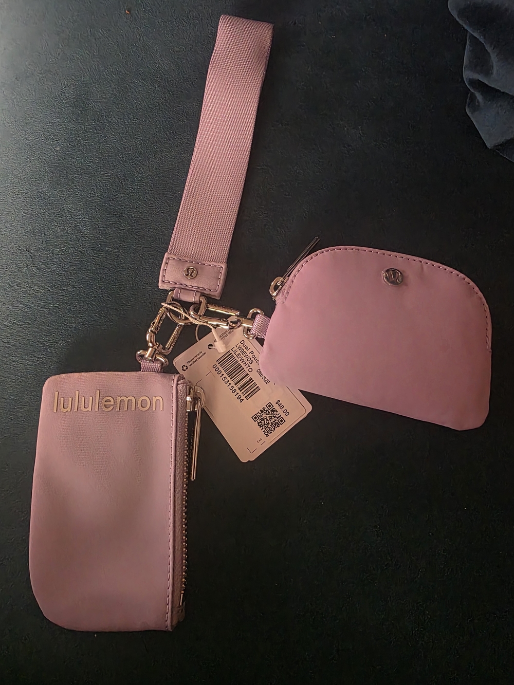 Lululemon Lavender Keychain Wallet and Mini Pouch Set